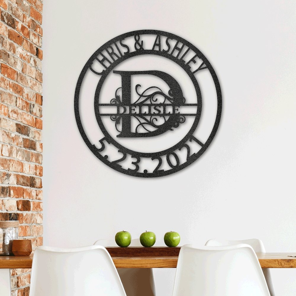 Established Family Fancy Monogrammed Sign Personalized with Names & Date | Farmhouse World
