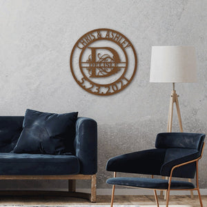 Established Family Fancy Monogrammed Sign Personalized with Names & Date | Farmhouse World