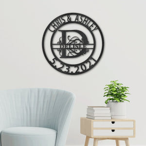Established Family Fancy Monogrammed Sign Personalized with Names & Date | Farmhouse World