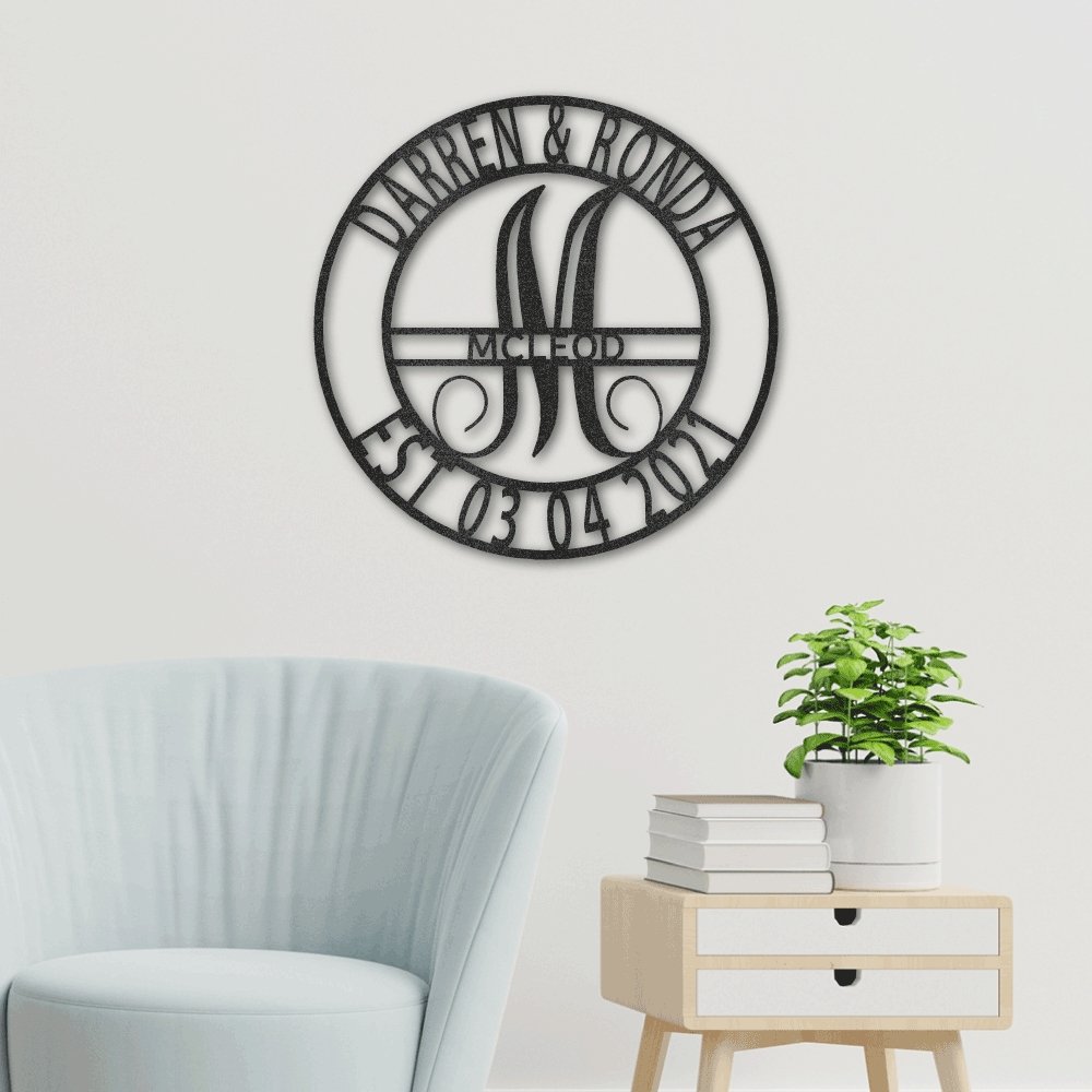 Family Monogrammed Sign Personalized with Names & Established Date | Farmhouse World