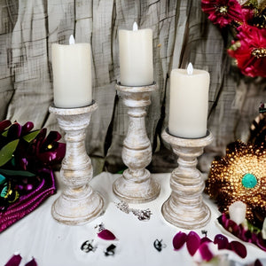 Pillar Candle Holders Set of 3 ~ 7" to 10.5" Tall | Farmhouse World