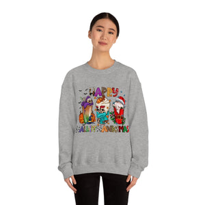 Funny Happy Hallothanksmas Coffee Lover Western Sweatshirt | Farmhouse World