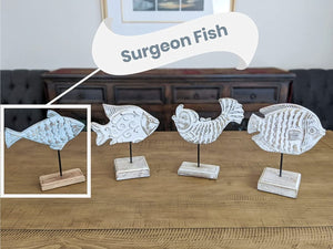 Handcarved Surgeon Wooden Fish Sculpture Home Décor | Farmhouse World