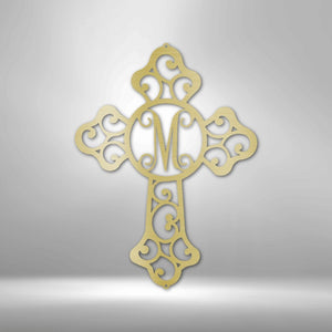 Initial Cross Monogram Steel Sign | Farmhouse World