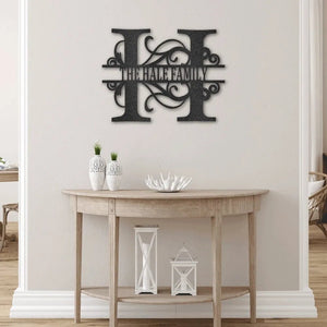 Personalized Split Letter Monogrammed Metal Sign | Farmhouse World