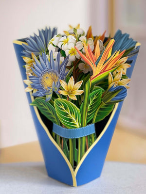 Pop-Up Flower Bouquet Greeting Card - Tropical Bloom | Farmhouse World