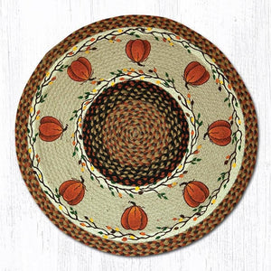 Pumpkin Round Rugs - Handwoven with 100% Natural Jute and Hand-Stenciled | Farmhouse World