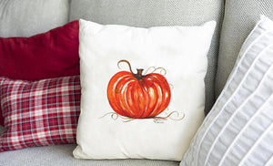 Pumpkin Watercolor Pillow Cover - Original Art | Farmhouse World