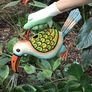 Colorful bird shaped watering can for plant lovers
