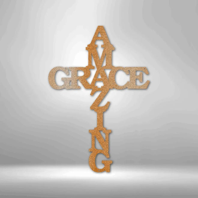 Amazing Grace Cross Metal Sign | Farmhouse World
