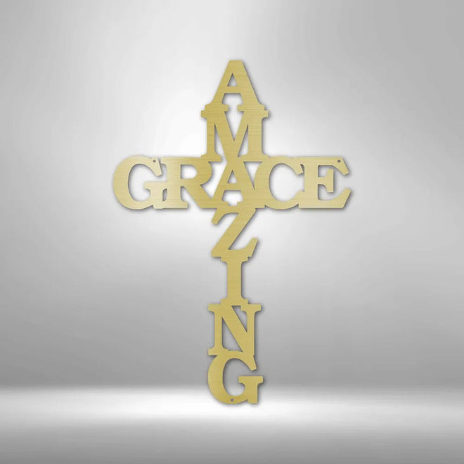 Amazing Grace Cross Metal Sign | Farmhouse World