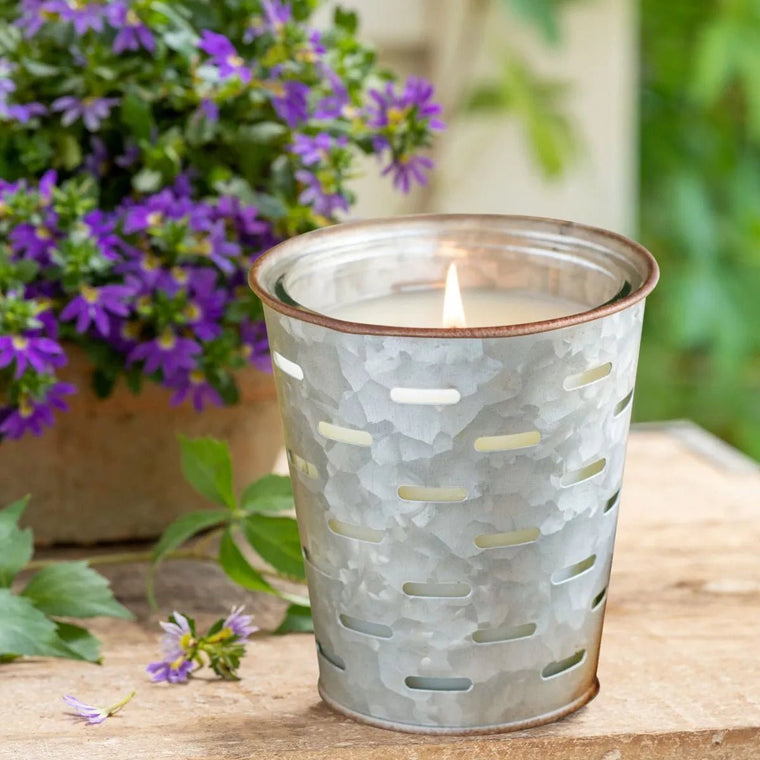 Back Porch Olive Bucket Candle | Farmhouse World