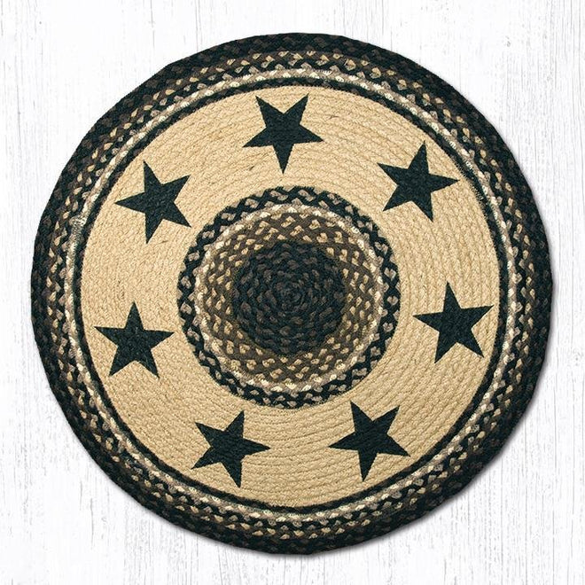 Barn Star Round Rug Handwoven with 100% Natural Jute and Hand Stenciled 27" | Farmhouse World