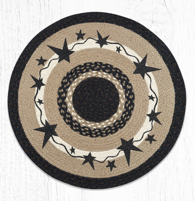 Barn Star Round Rug Handwoven with 100% Natural Jute and Hand Stenciled 27" | Farmhouse World