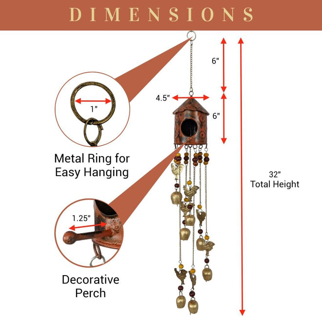 Birdhouse Wind Chimes - Orange | Farmhouse World