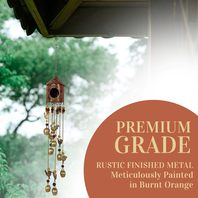Birdhouse Wind Chimes - Orange | Farmhouse World