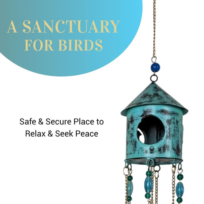 Birdhouse Wind Chimes - Turquoise | Farmhouse World