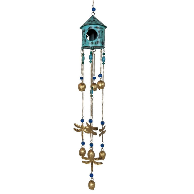Birdhouse Wind Chimes - Turquoise | Farmhouse World