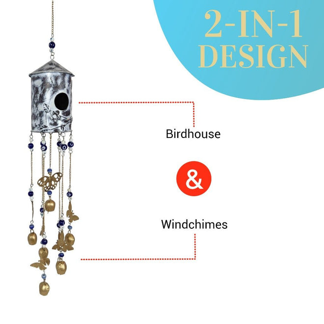Birdhouse Wind Chimes - White | Farmhouse World