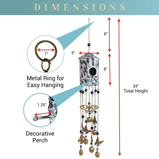 Birdhouse Wind Chimes - White | Farmhouse World