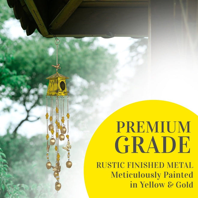 Birdhouse Wind Chimes - Yellow | Farmhouse World