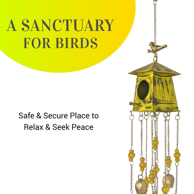 Birdhouse Wind Chimes - Yellow | Farmhouse World