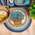 Blue Hydrangea Round Rug | Farmhouse World