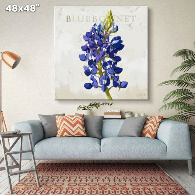 Bluebonnet of Texas Flower Gallery Wrapped Canvas Wall Art - 5" to 48" Sizes | Farmhouse World