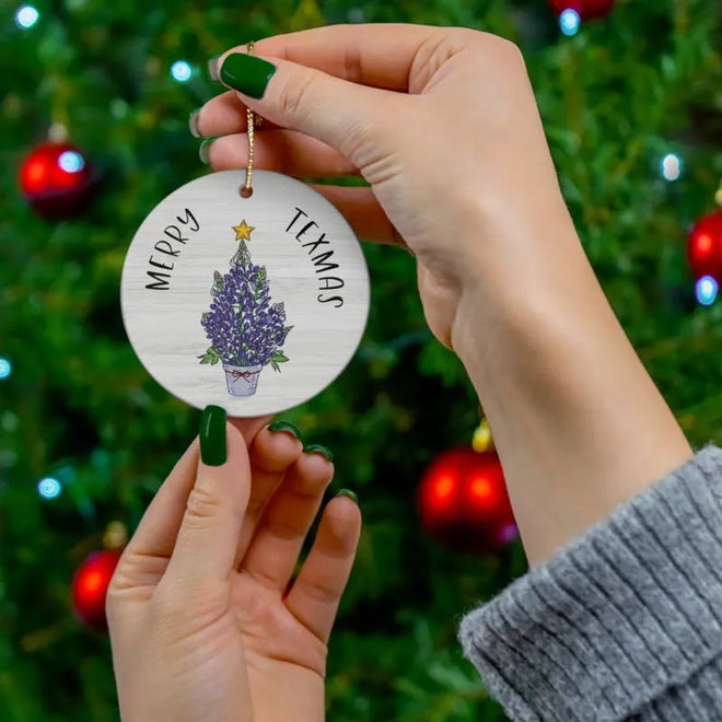 Bluebonnet Tree Ornament Merry Texmas | Farmhouse World