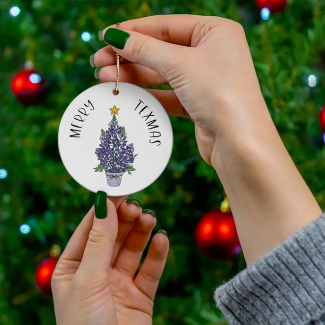 Bluebonnet Tree Ornament Merry Texmas | Farmhouse World