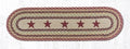 Burgundy Stars Braided Oval Table Runner - 100% Natural Jute and Hand Stenciled | Farmhouse World