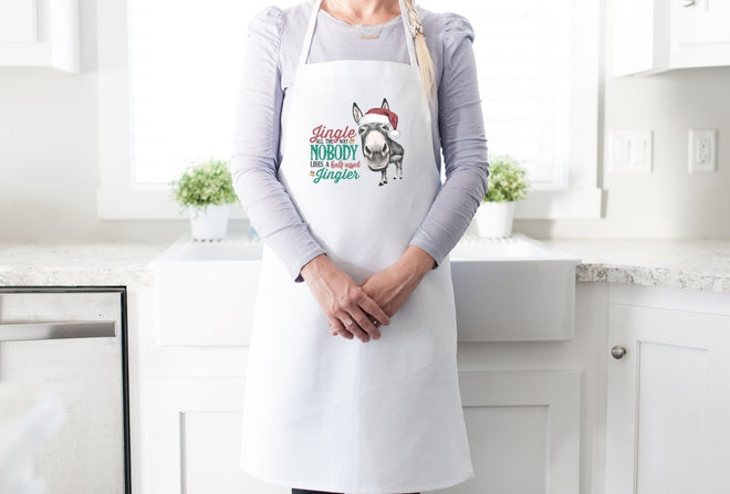 Christmas Apron Funny Saying - Jingle All The Way, Nobody Likes a Half Assed Jingler | Farmhouse World