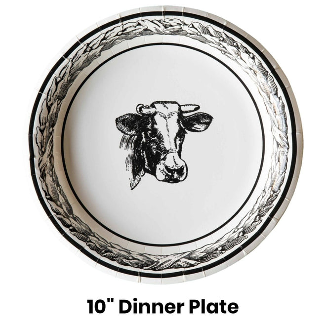 Cow Paper Plates - Dinner & Salad Dessert - 16 Pack | Farmhouse World