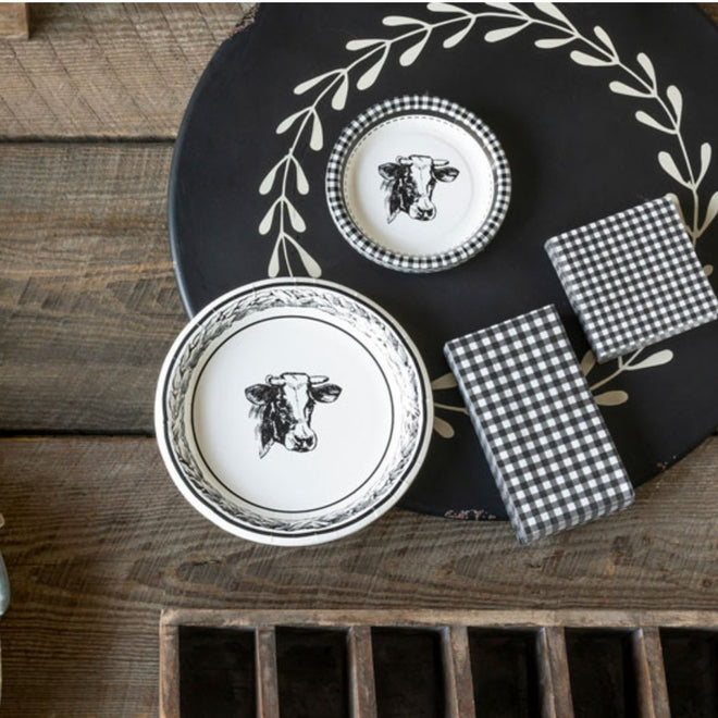 Cow Paper Plates - Dinner & Salad Dessert - 16 Pack | Farmhouse World