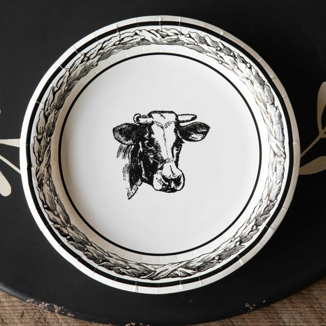 Cow Paper Plates - Dinner & Salad Dessert - 16 Pack | Farmhouse World