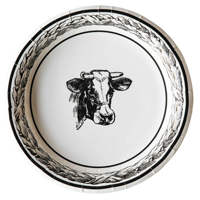 Cow Paper Plates - Dinner & Salad Dessert - 16 Pack | Farmhouse World