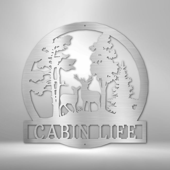 Custom Cabin Life Deer in the Woods - Steel Sign | Farmhouse World