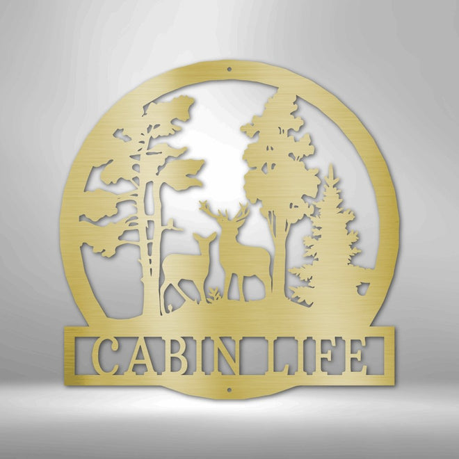 Custom Cabin Life Deer in the Woods - Steel Sign | Farmhouse World