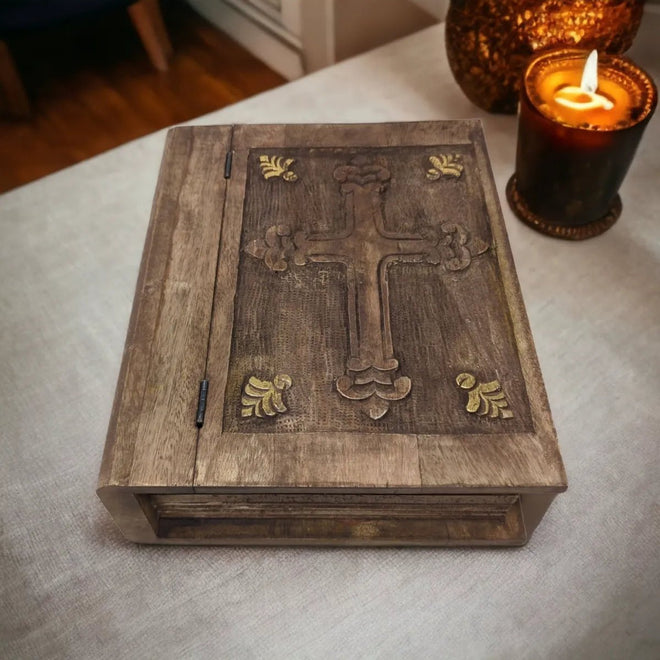 Decorative Wooden Bible Box | Farmhouse World