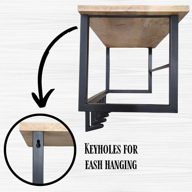 Denali Wood and Metal Organizer Wall Shelf | Farmhouse World