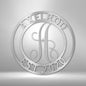 Established Family Name Metal Sign with Monogrammed Initial - Round | Farmhouse World