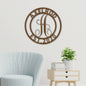 Established Family Name Metal Sign with Monogrammed Initial - Round | Farmhouse World