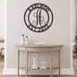Established Family Name Metal Sign with Monogrammed Initial - Round | Farmhouse World