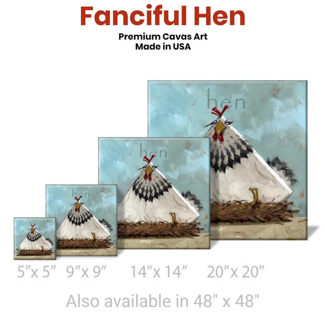 Fanciful Hen Gallery Wrapped Canvas Wall Art - 5" to 48" Sizes | Farmhouse World