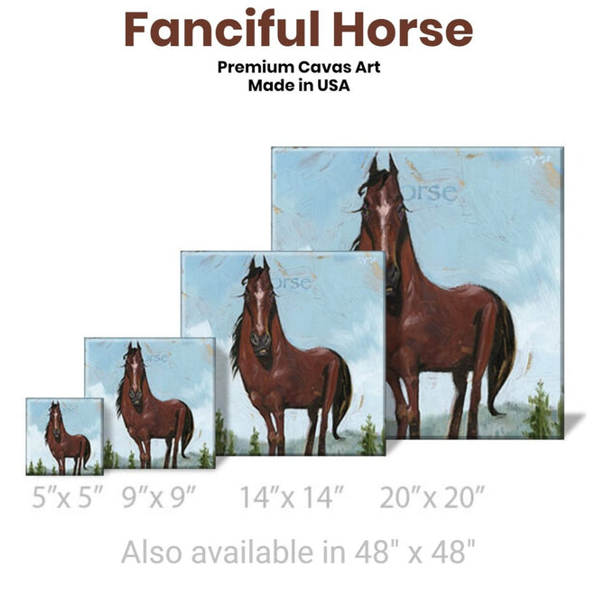 Fanciful Horse Gallery Wrapped Canvas Wall Art - 5" to 48" Sizes | Farmhouse World