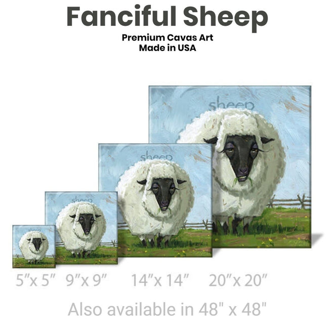 Fanciful Sheep Gallery Wrapped Canvas Wall Art - 5" to 48" Sizes | Farmhouse World