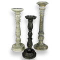 Farmhouse Candle Holders Set of 3 - Wooden Candle Holders with Distressed Finish for a Vintage Antique Decor Look | Farmhouse World