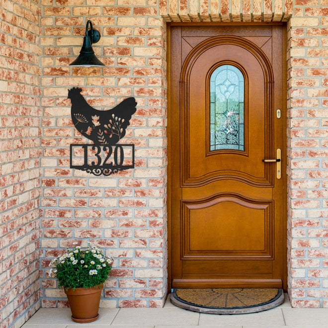 Floral Chicken Address Sign | Farmhouse World