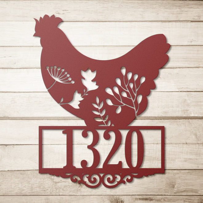 Floral Chicken Address Sign | Farmhouse World