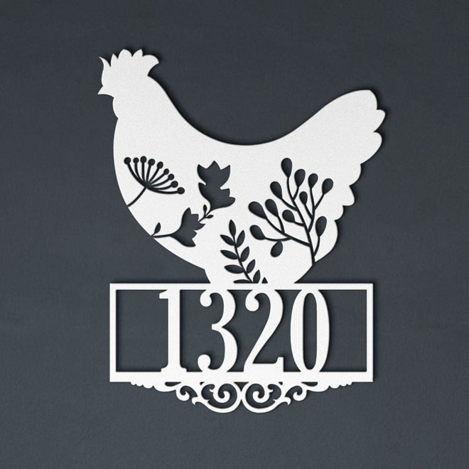Floral Chicken Address Sign | Farmhouse World